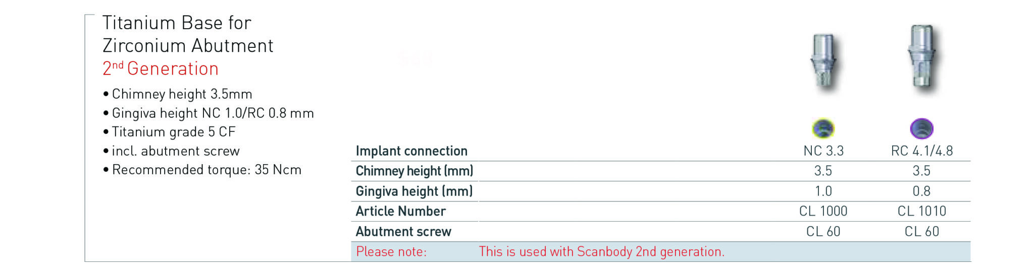 Titanium Base Straumann Bone Level CL Abutment Direct